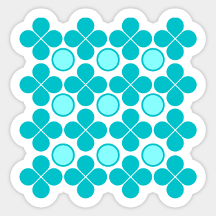 Sky Blue Circle and flower texture Sticker